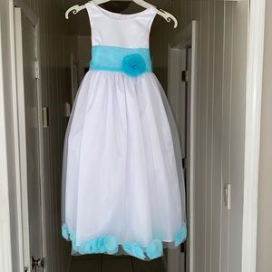 NWOT CeciKid Girls White Satin Tulle Petal Flower Girl Pageant Dress